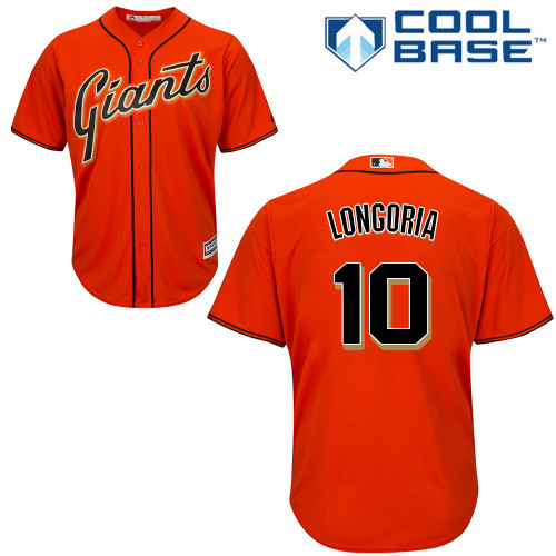 Giants #10 Evan Longoria Orange Alternate Cool Base Stitched Youth MLB Jersey